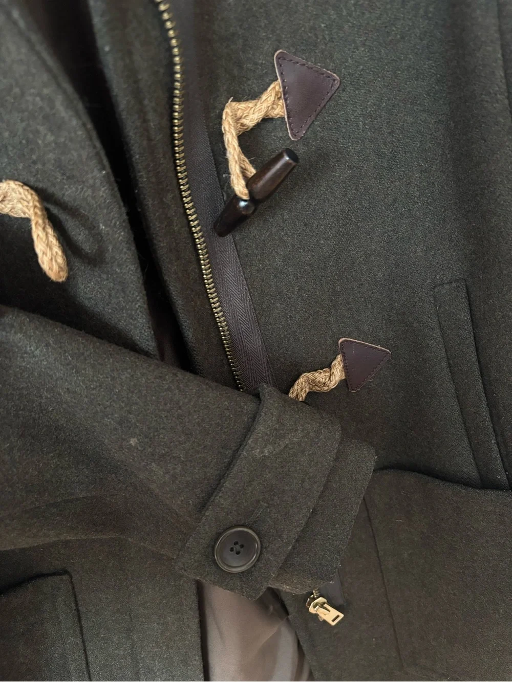 J.Crew Classic Melton Wool Pea Coat in Army Green Sz 0 - Picture 8 of 9